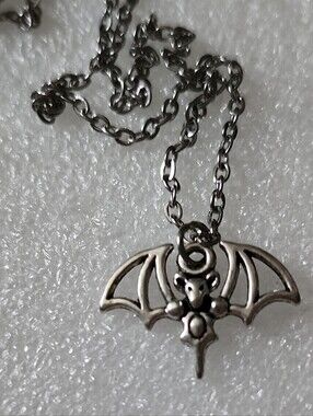Hand Crafted Silver Bat Charm Necklace